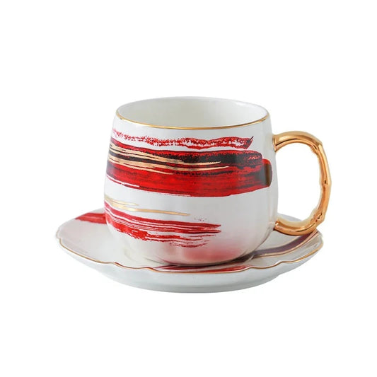 Red Porcelain Tea Cup on a white background