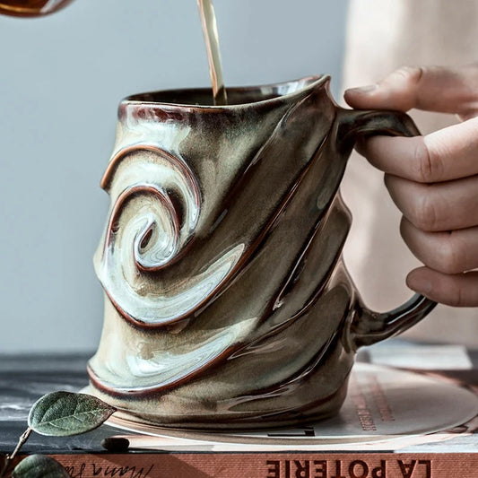Brown Art Deco Tea Cup