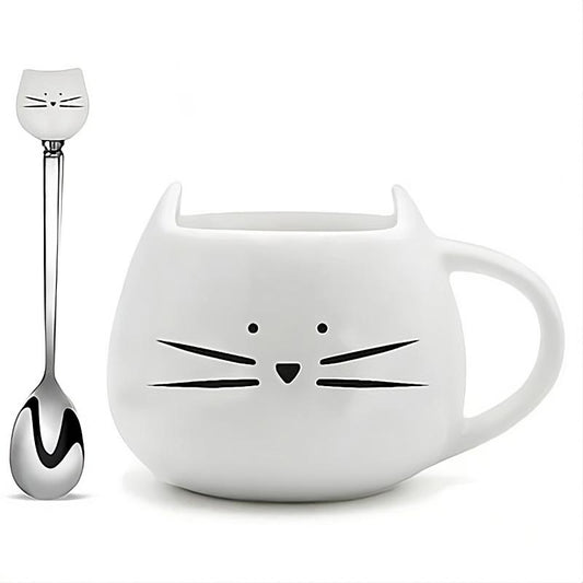 Ceramic Cat Mug in White