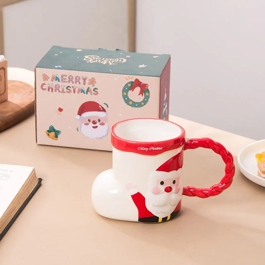 Ceramic Christmas Mug in Santa Claus Style in Red