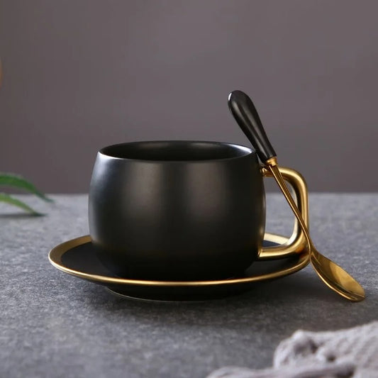 Ceramic Coffee Mug Set in Matte Black