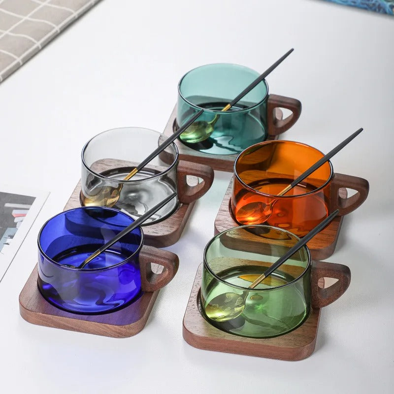 Set of Colored Glass Mugs