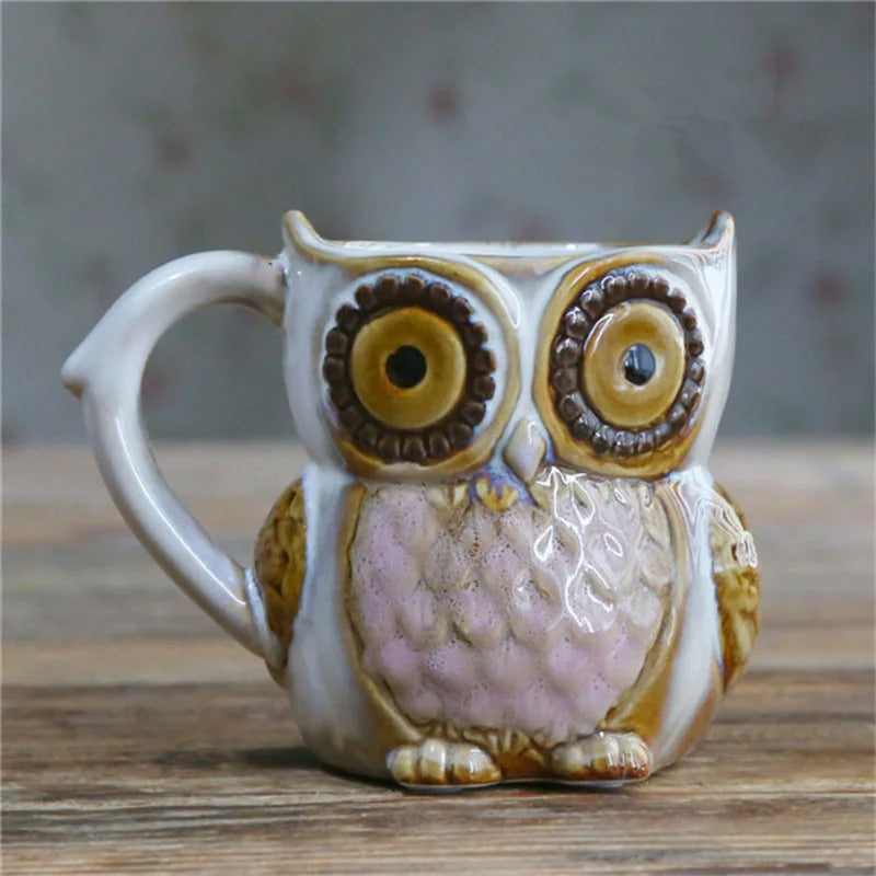 Pottery Owl Mug in White